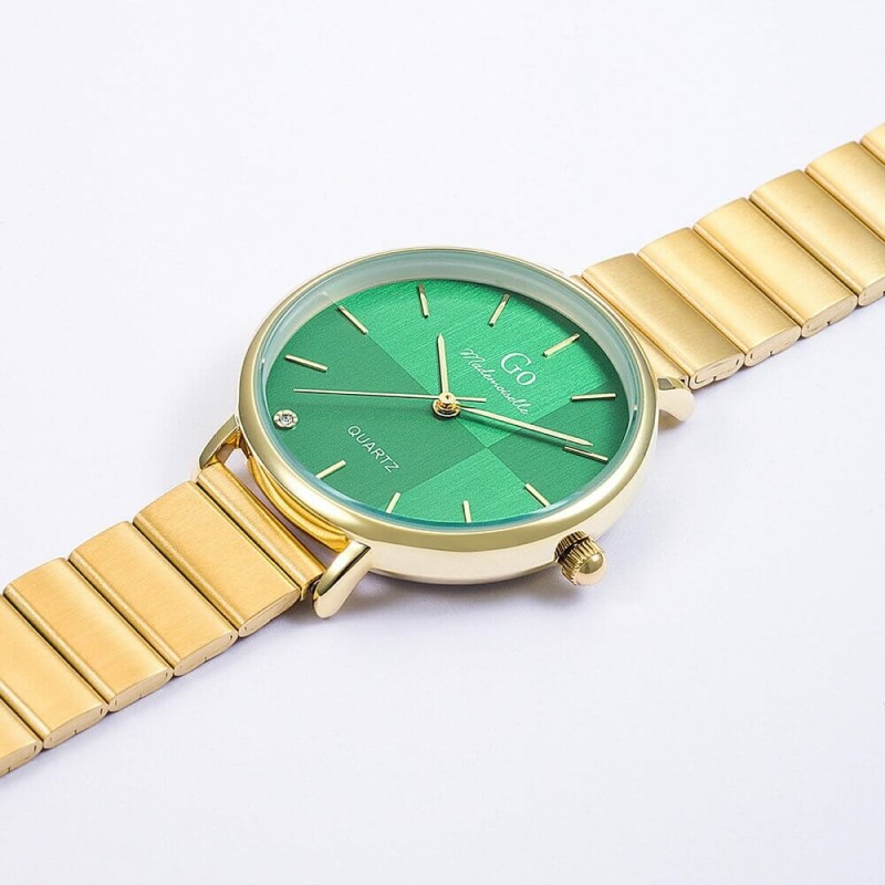 MONTRE GO GIRL ONLY BRACELET ACIER DORE CADRAN VERT