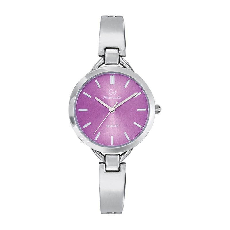 MONTRE GO GIRL ONLY BRACELET ACIER ARGENTE DEMI JONC CADRAN VIOLET