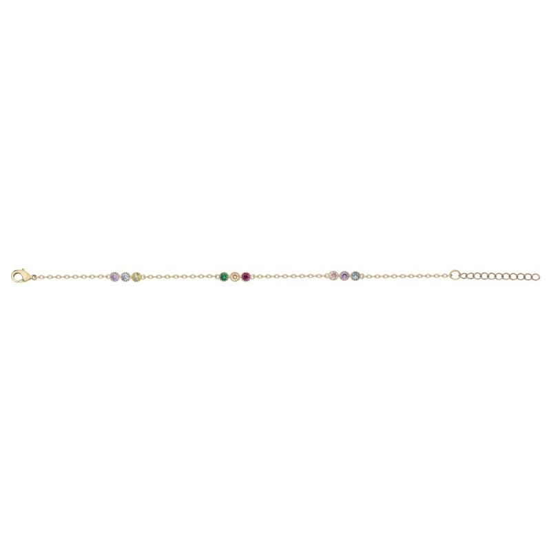 Bracelet Fantaisie femme carador en plaqué or avec oxydes de zirconium multicolores