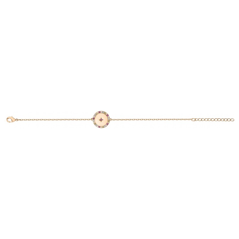 Bracelet fantaisie femme carador en plaqué or pastille avec oxydes de zirconium multicolores