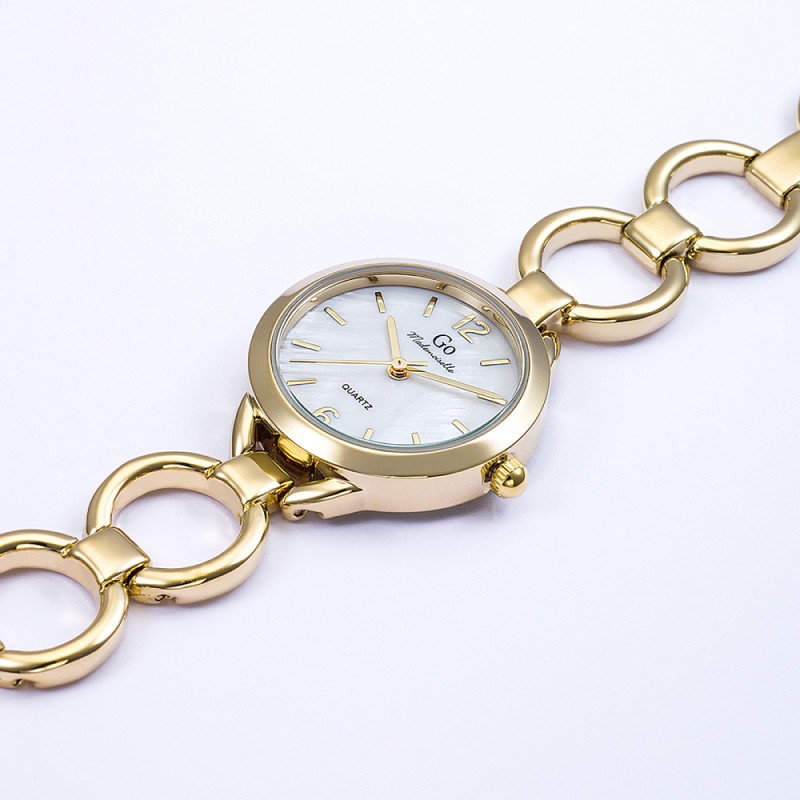 MONTRE GO GIRL ONLY BRACELET FANTAISIE DORE CADRAN BLANC