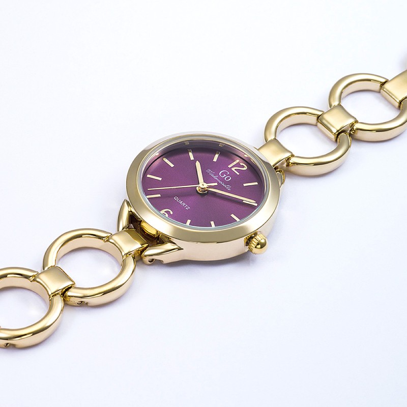 MONTRE GO GIRL ONLY BRACELET FANTAISIE DORE CADRAN VIOLET