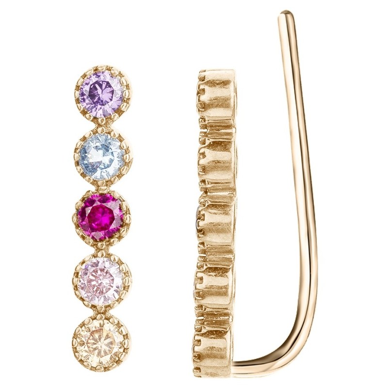 Boucles d'oreilles fantaisie femme carador en plaqué or avec oxydes de zirconium multicolores passage col de cygne