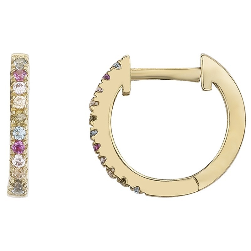 Boucles d'oreilles créoles fantaisie femme carador en plaqué or avec oxydes de zirconium multicolores