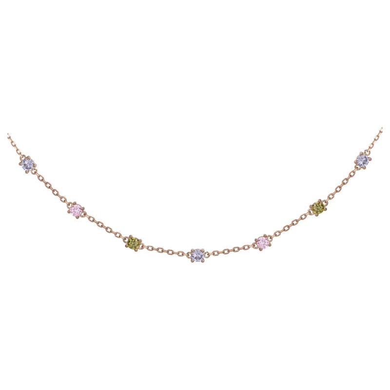 Collier fantaisie femme carador en plaqué or avec spinelle et oxydes de zirconium multicolores