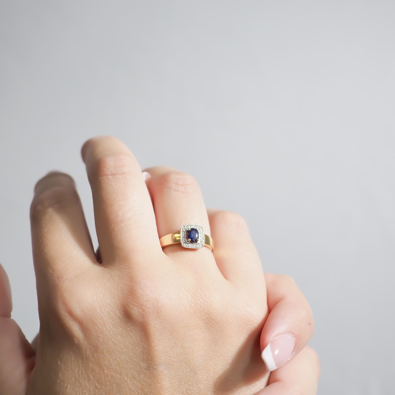 bague Intemporelle Carador en or bicolore 750/000, diamants et saphir