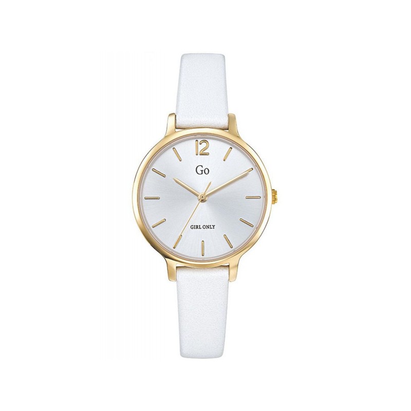 MONTRE GO GIRL ONLY BRACELET CUIR BLANC BOITIER DORE