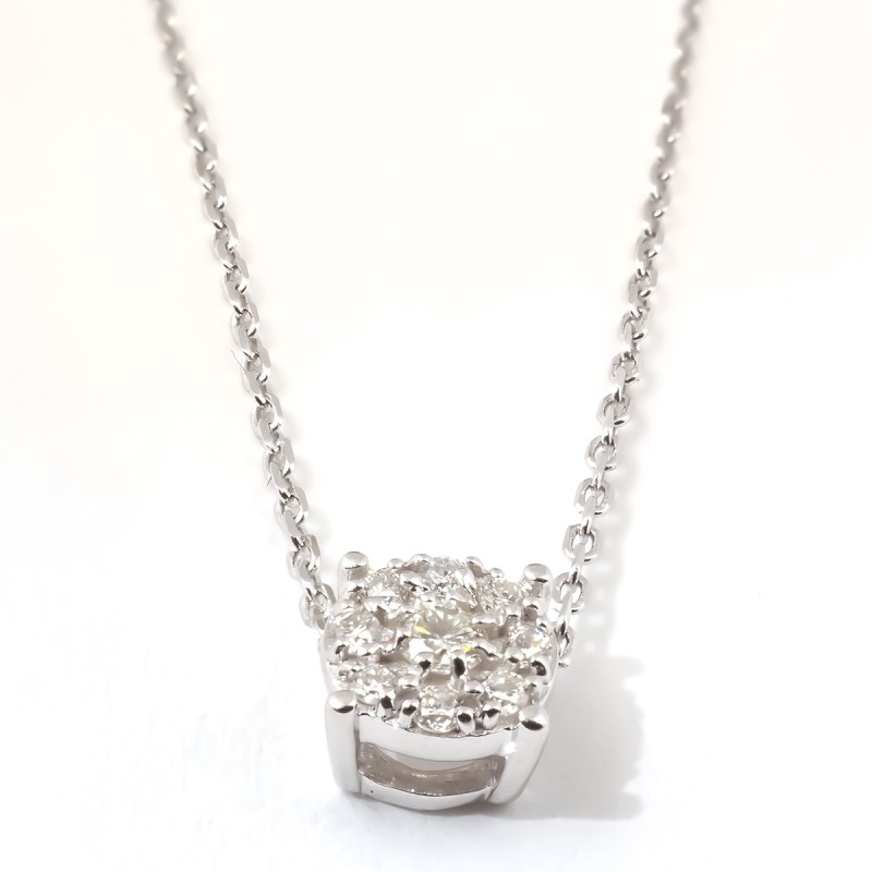 COLLIER SOLITAIRE FEMME CARADOR EN OR BLANC 375/000 ET DIAMANT