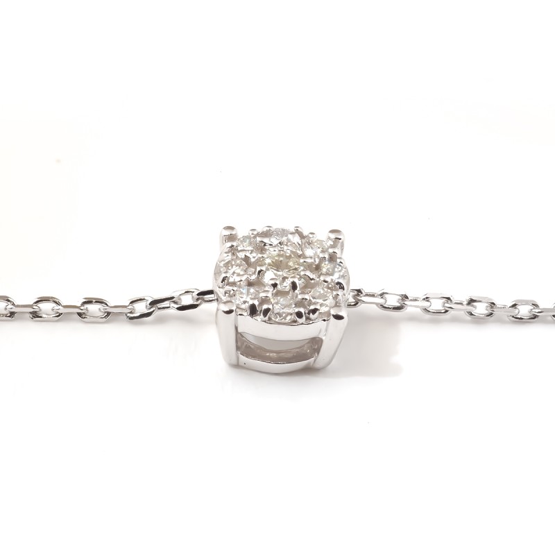 COLLIER SOLITAIRE FEMME CARADOR EN OR BLANC 375/000 ET DIAMANT