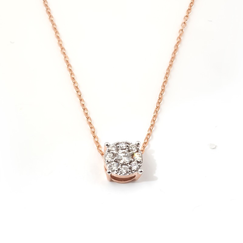 COLLIER FEMME CARADOR EN OR ROSE 375/000 ET DIAMANT 0.15 CARAT