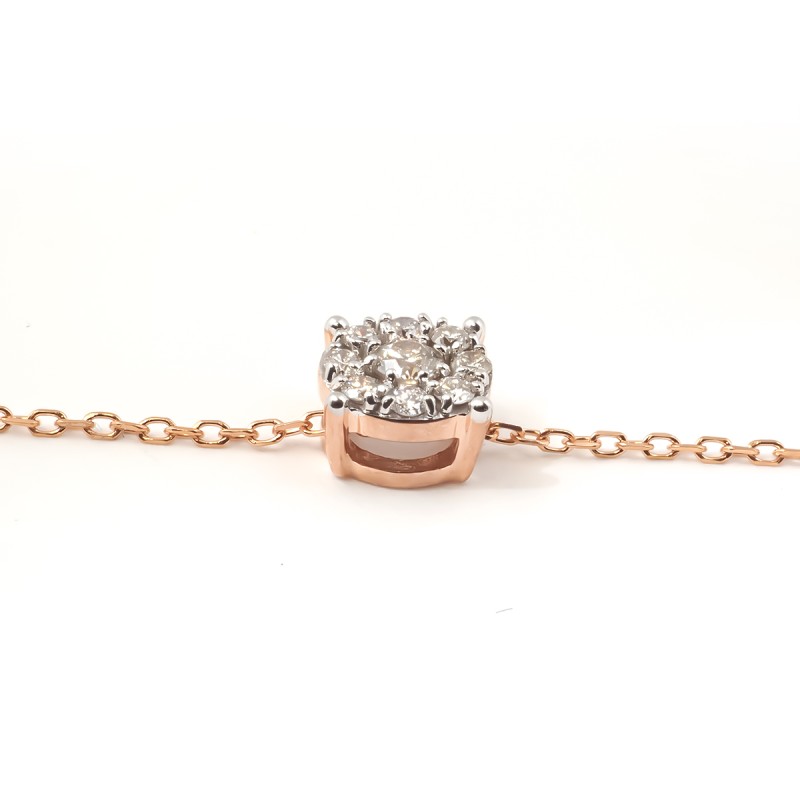 COLLIER FEMME CARADOR EN OR ROSE 375/000 ET DIAMANT 0.15 CARAT