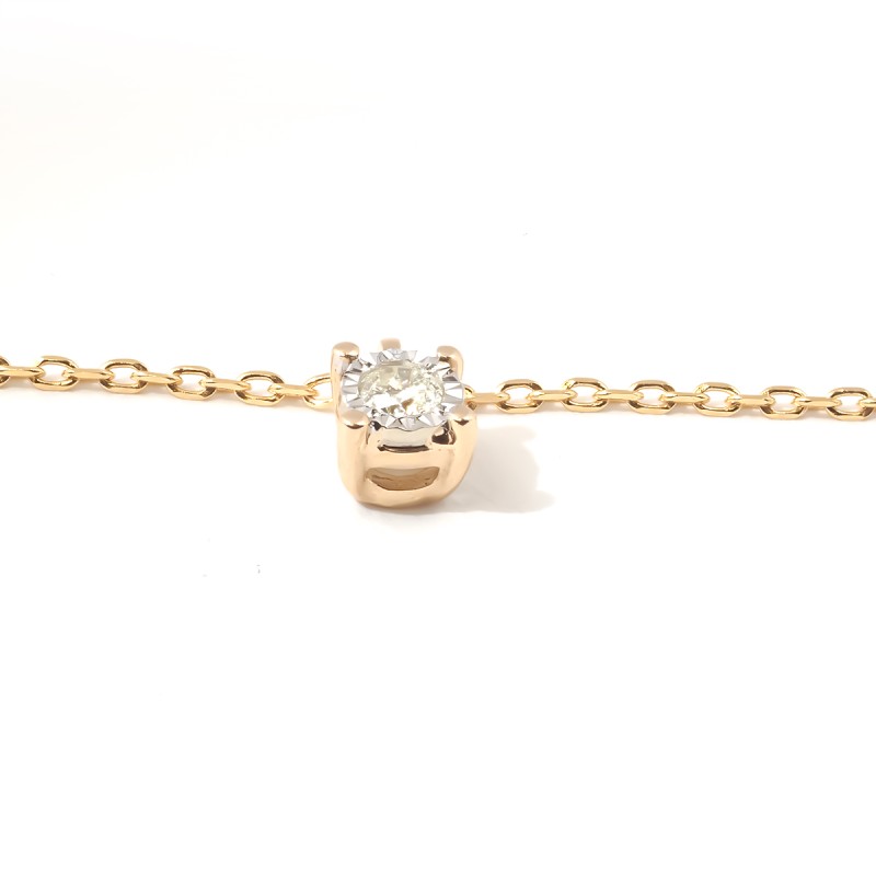 COLLIER SOLITAIRE FEMME CARADOR EN OR 375/000 ET DIAMANT 0.035 CARAT