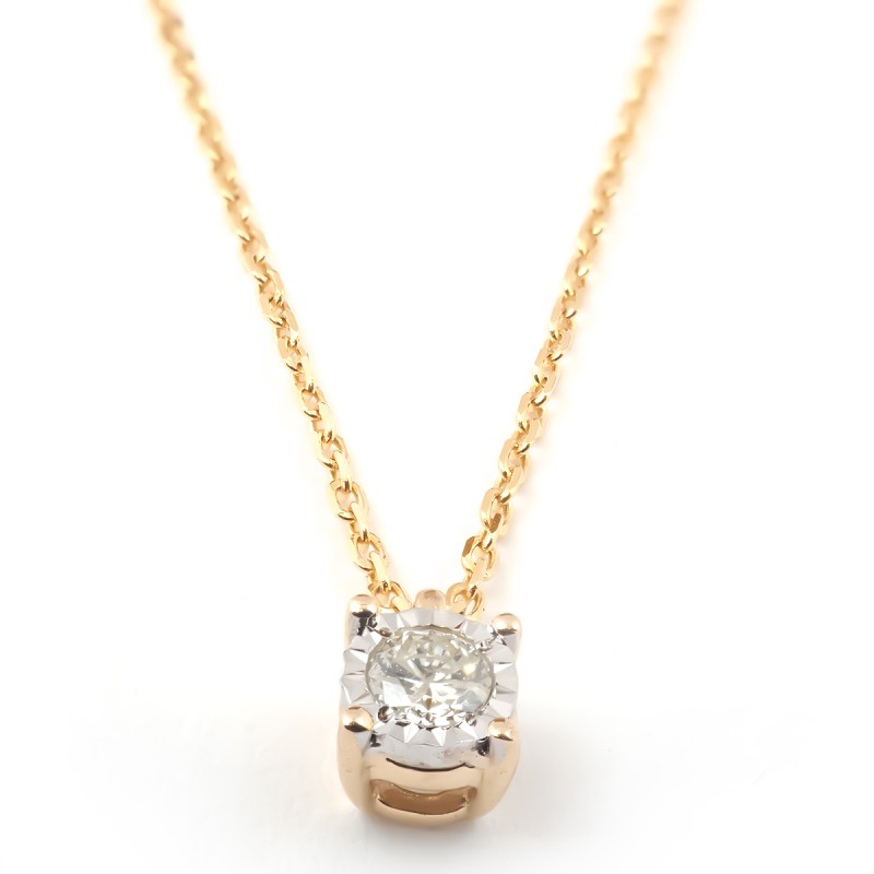 COLLIER SOLITAIRE FEMME CARADOR EN OR 375/000 ET DIAMANT 0.05 CARAT