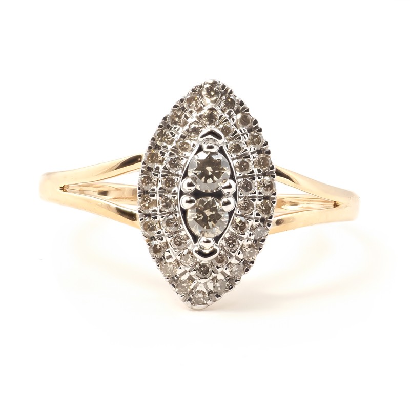 BAGUE MARQUISE CARADOR EN OR JAUNE 375/000 ET DIAMANTS 0.27 CARATS