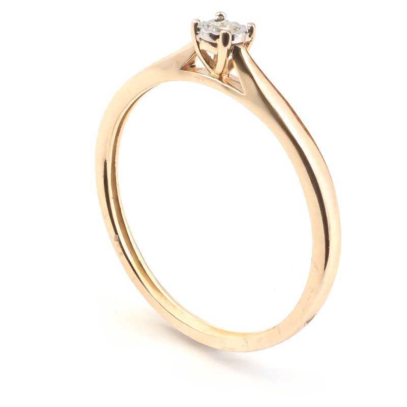 BAGUE SOLITAIRE CARADOR EN OR JAUNE 375/000 ET DIAMANTS 0.03 CARATS