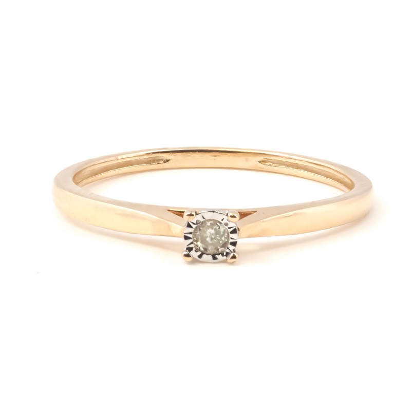 BAGUE SOLITAIRE CARADOR EN OR JAUNE 375/000 ET DIAMANTS 0.03 CARATS