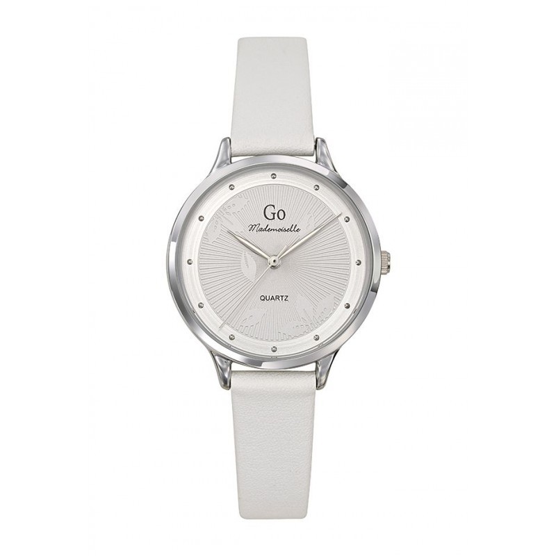 MONTRE GO MADEMOISELLE BRACELET CUIR BLANC CADRAN GRIS