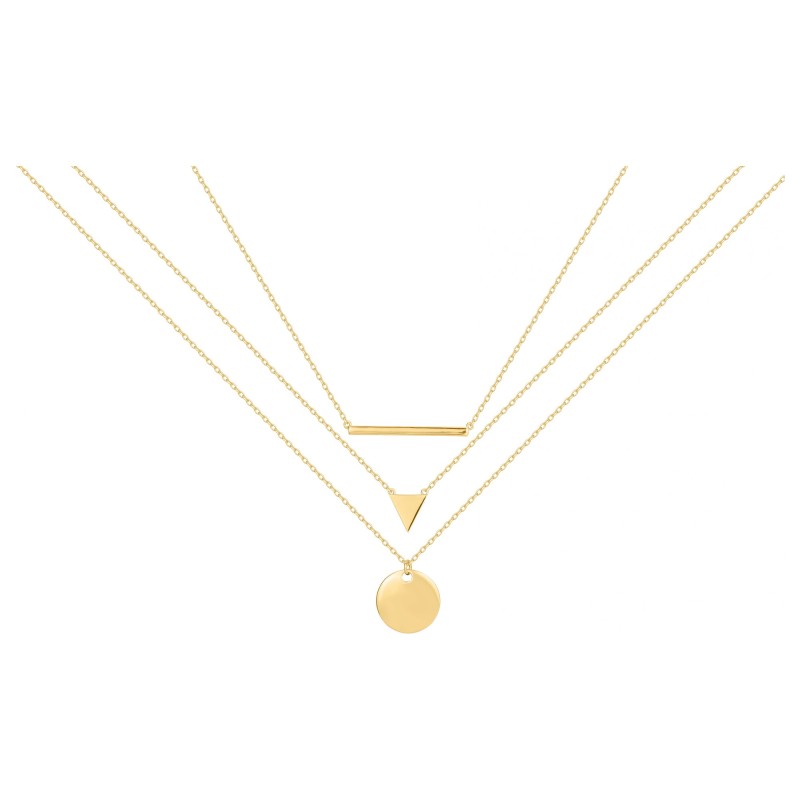 Collier fantaisie femme carador en plaqué or avec trois chaînes