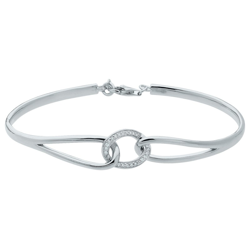Bracelet rigide femme carador en argent avec oxydes de zirconium