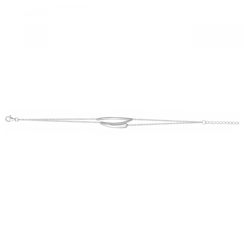 Bracelet doubles chaînes fantaisie femme carador en argent avec oxydes de zirconium