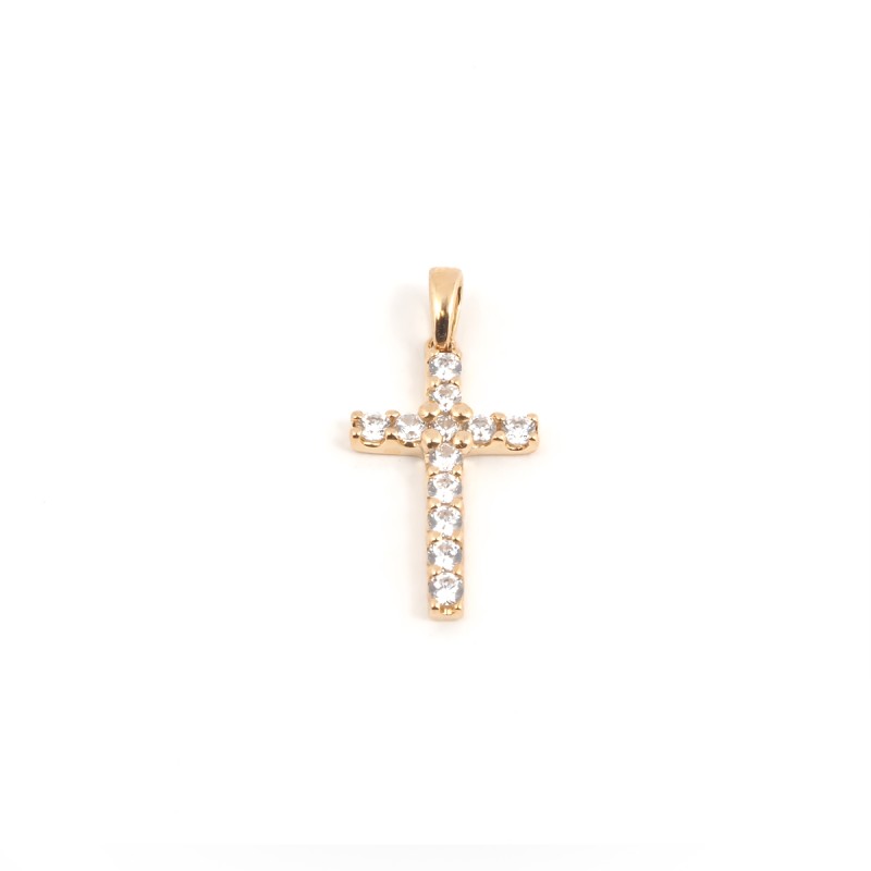 Pendentif croix carador or jaune 375/000 avec oxydes de zirconium