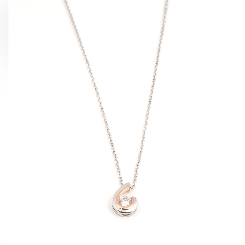 Collier Fantaisie forme virgule femme carador en or 375/000 bicolore et diamant