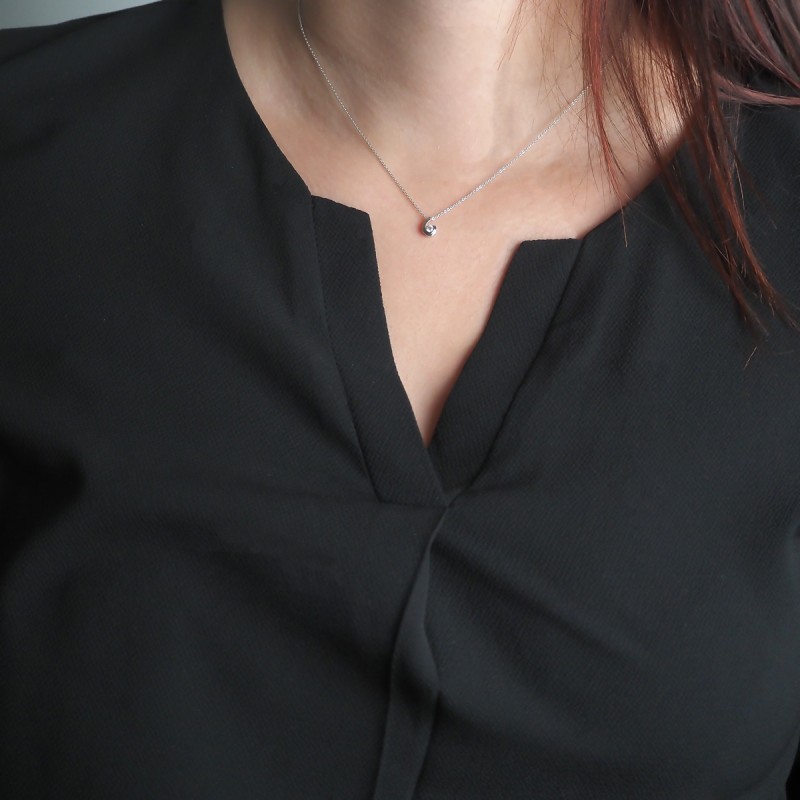 Collier Fantaisie forme virgule femme carador en or 375/000 bicolore et diamant