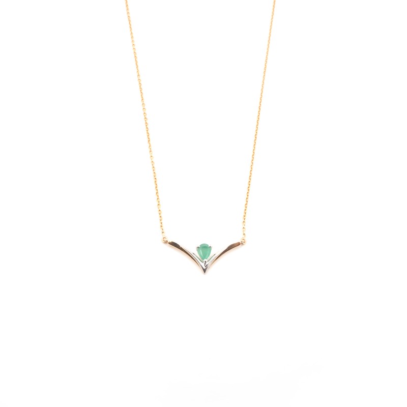 Collier solitaire femme carador en or jaune 375/000 avec Emeraude