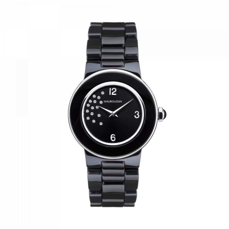 MONTRE FEMME MAUBOUSSIN AMOUR LA NUIT EN CERAMIQUE NOIRE