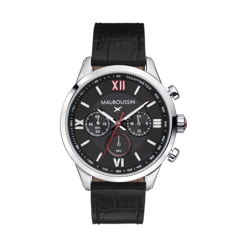 MONTRE HOMME MAUBOUSSIN UN HOMME UNE VIE NOIR BRACELET CUIR NOIR