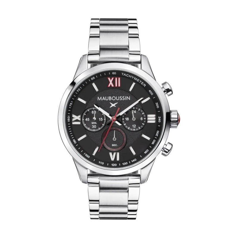 MONTRE HOMME MAUBOUSSIN UN HOMME UNE VIE NOIR BRACELET ACIER