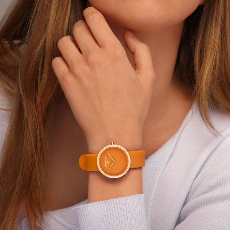 MONTRE FEMME MAUBOUSSIN L'HEURE CARAMEL BEURRE SALE RONDE BRACELET SILICONE