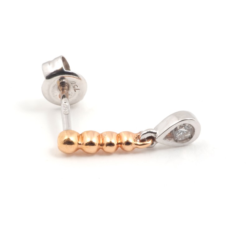 Boucles d'oreilles femme pendantes carador en or bicolore 750/000 et diamant