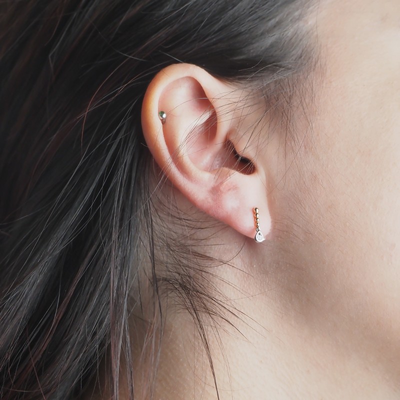 Boucles d'oreilles femme pendantes carador en or bicolore 750/000 et diamant