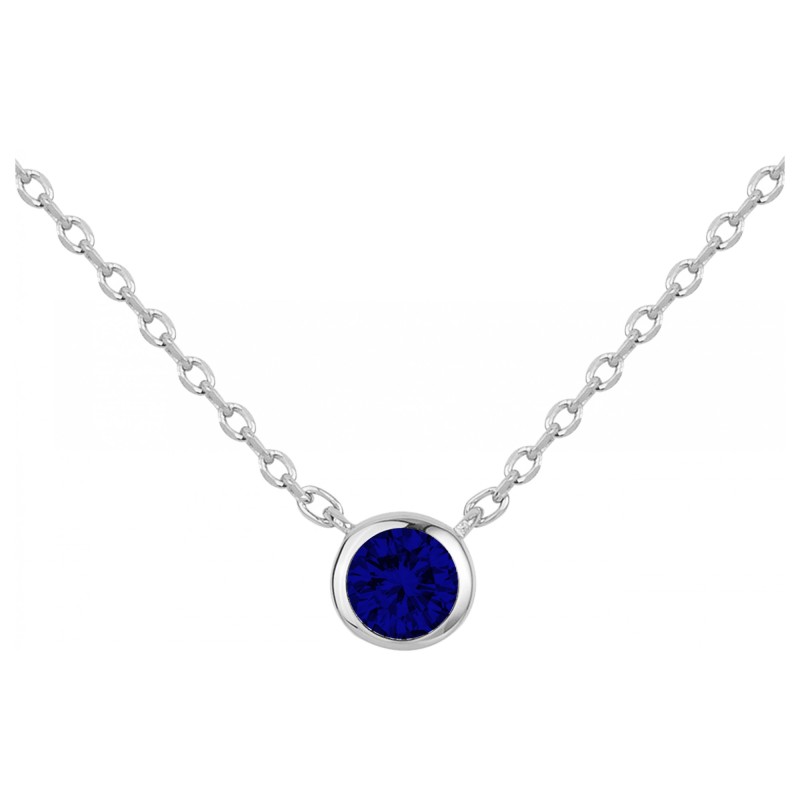 Collier femme carador solitaire  en argent avec spinelle bleue