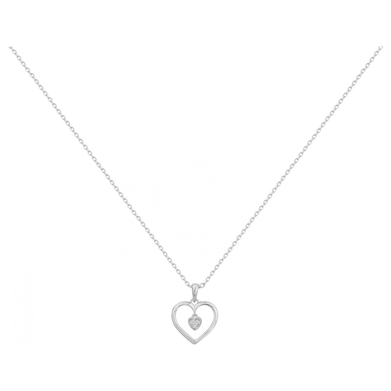 Collier femme carador en argent motif coeur avec oxydes de zirconium