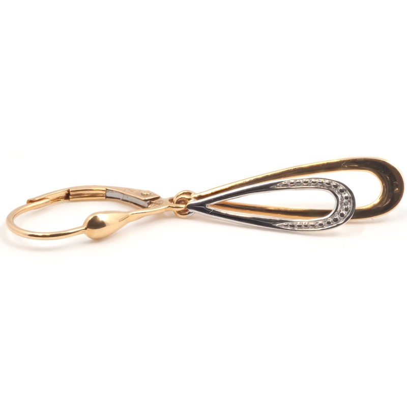 Boucles d'oreilles dormeuses femme carador en or bicolore 750/000 et diamants