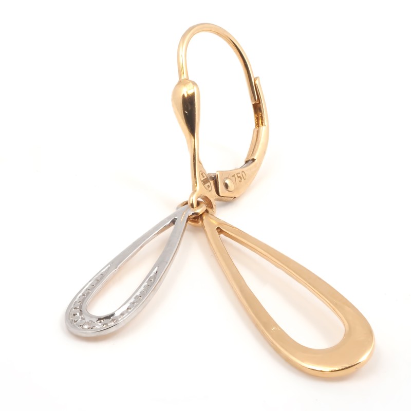 Boucles d'oreilles dormeuses femme carador en or bicolore 750/000 et diamants