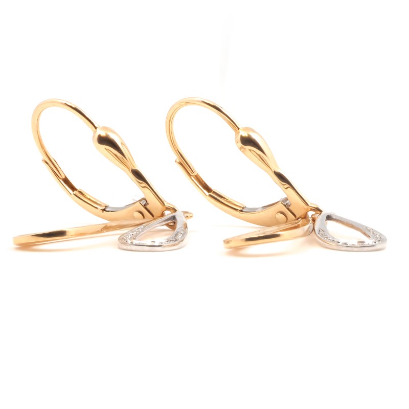 Boucles d'oreilles dormeuses femme carador en or bicolore 750/000 et diamants