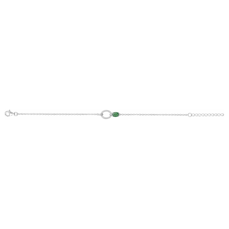Bracelet femme fantaisie Carador en argent  et oxydes de zirconium blanc et vert