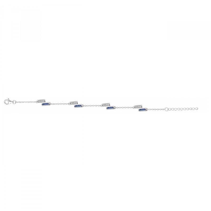 Bracelet femme fantaisie Carador en argent et oxydes blanc et bleus