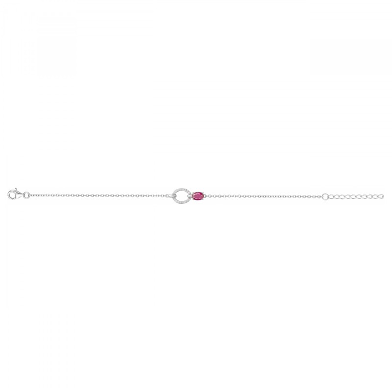 Bracelet femme fantaisie Carador en argent  et oxydes blanc et rouge