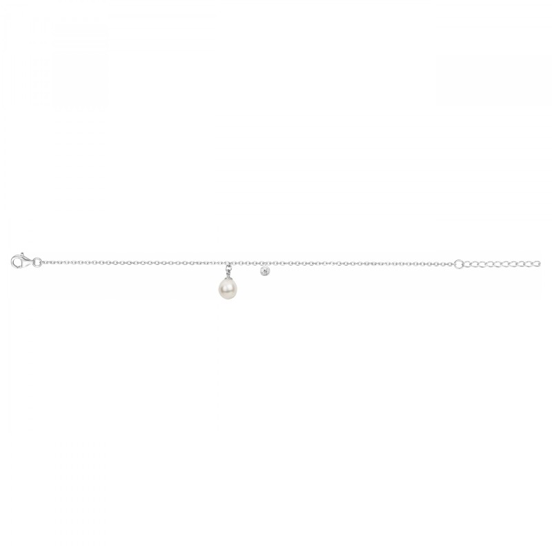 Bracelet femme fantaisie Carador en argent  et oxyde de zirconium et perle