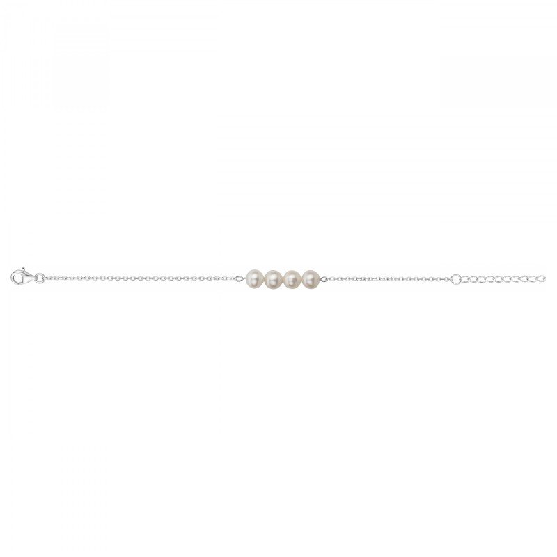 Bracelet femme fantaisie Carador  en argent  et 4 perles d'eau douce