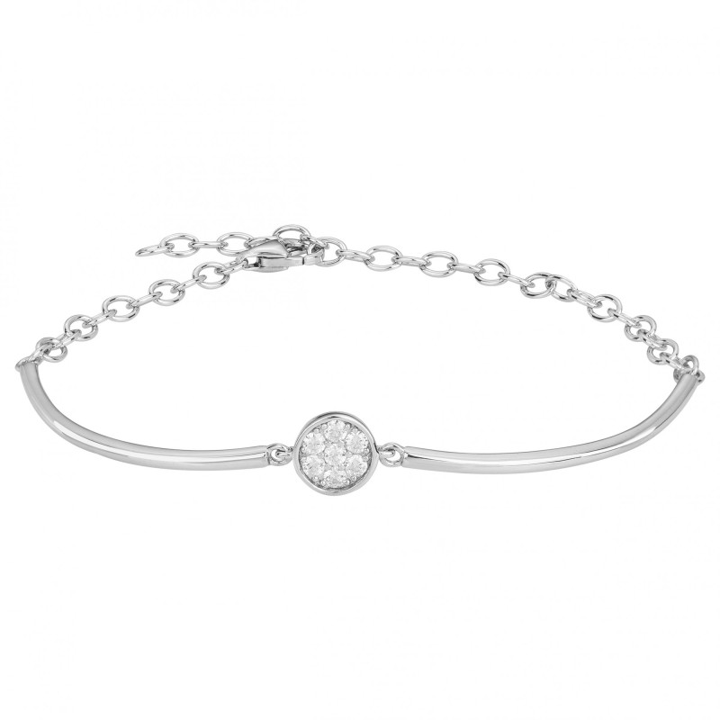 Bracelet femme fantaisie Carador demi jonc en argent  et oxydes de zirconium