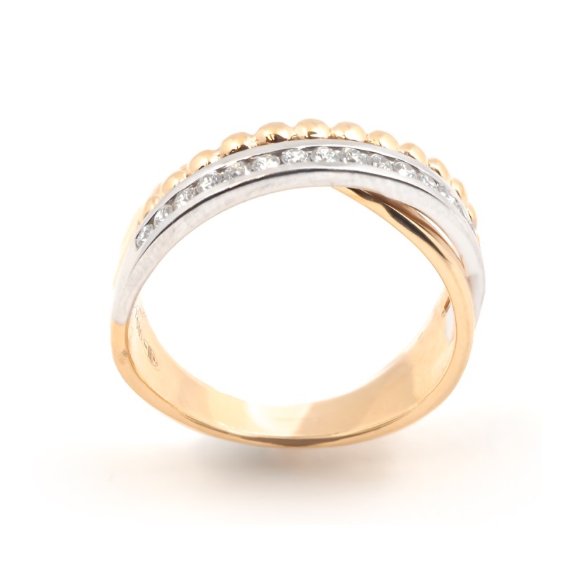 Bague fantaisie femme carador en or 750/000 bicolore et diamants 0.204 carats