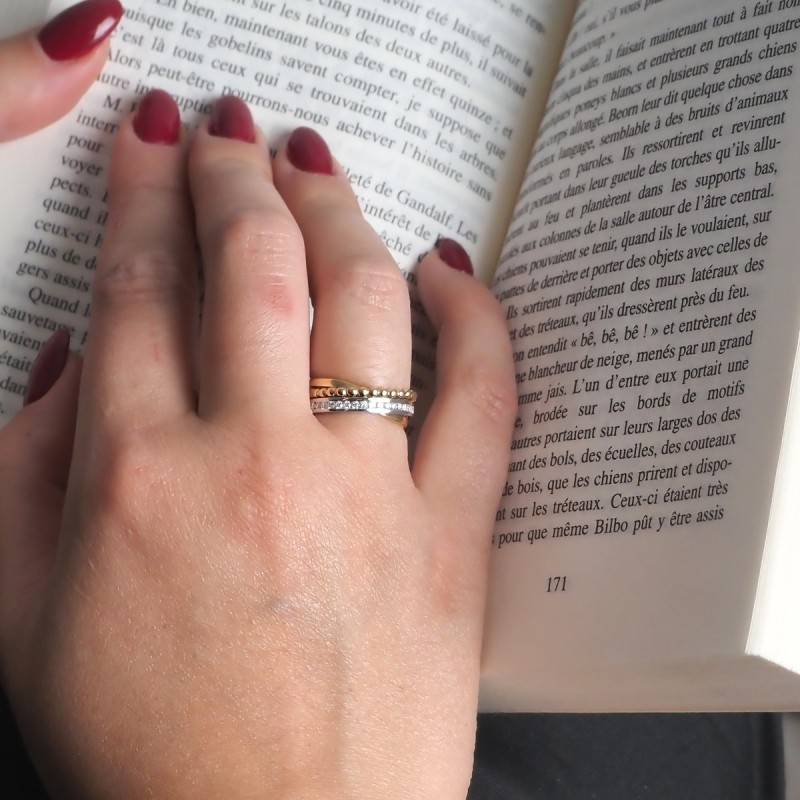 Bague fantaisie femme carador en or 750/000 bicolore et diamants 0.204 carats