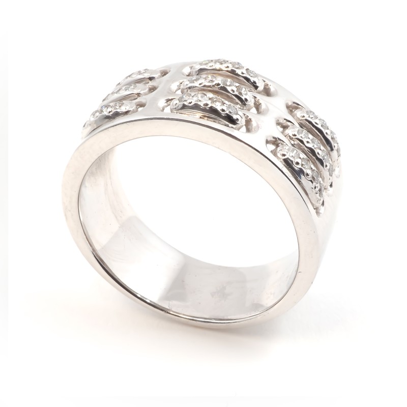 Bague fantaisie femme carador en or blanc 750/000 et diamants