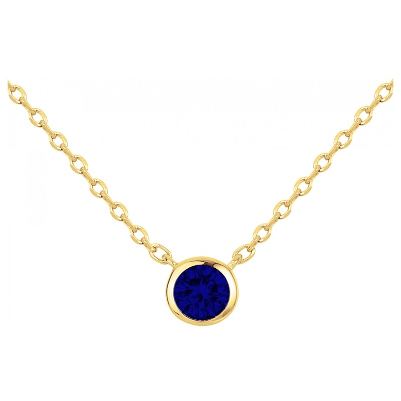 Coller solitaire femme carador en plaqué or avec spinelle bleu serti clos