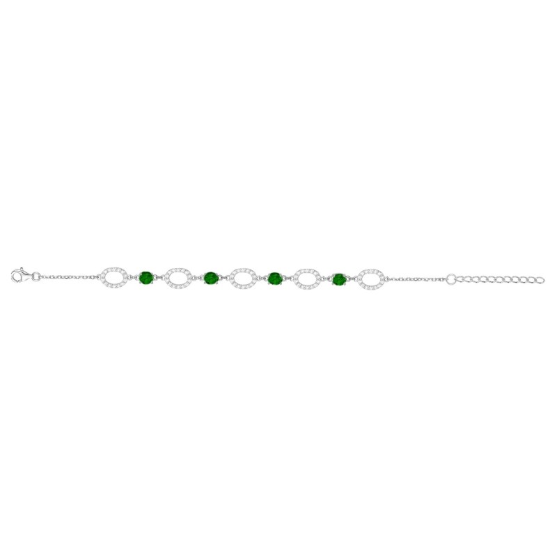 Bracelet femme fantaisie Carador en argent et oxydes blancs et verts